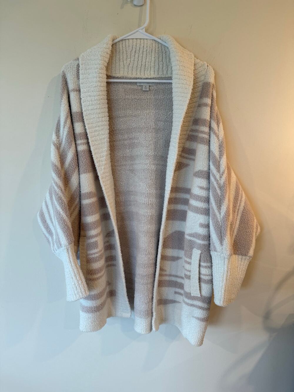 Barefoot Dreams CozyChic Cardigan Sweater Women's XL Cream Boho Comfy